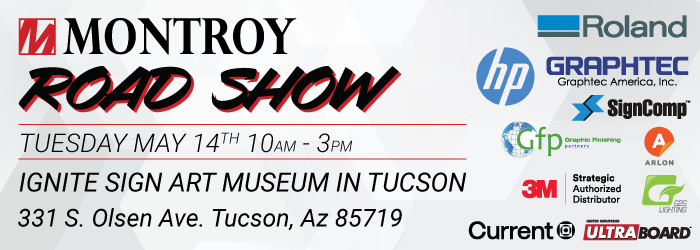 2024 Montroy Road show Banner for Tucson Event at the Ignite Sign Art Museum in Tucson, AZ
